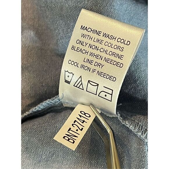 Mud Pie Chambray Blue 3/4 Embroidered Bell Sleeves Shift Dress Sz Small‎ - Picture 11 of 12